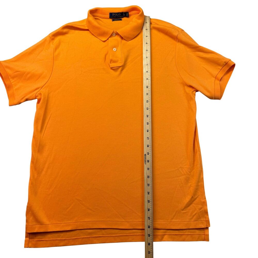 Polo Ralph Lauren Polo Shirt Men's Large Orange Short Sleeve Pony Custom Fit Top - Picture 8 of 11